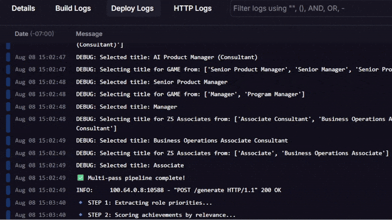 AI Resume Agent 6-step process demo